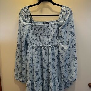 NWT Streetwear Society Blue Floral Babydoll Dress